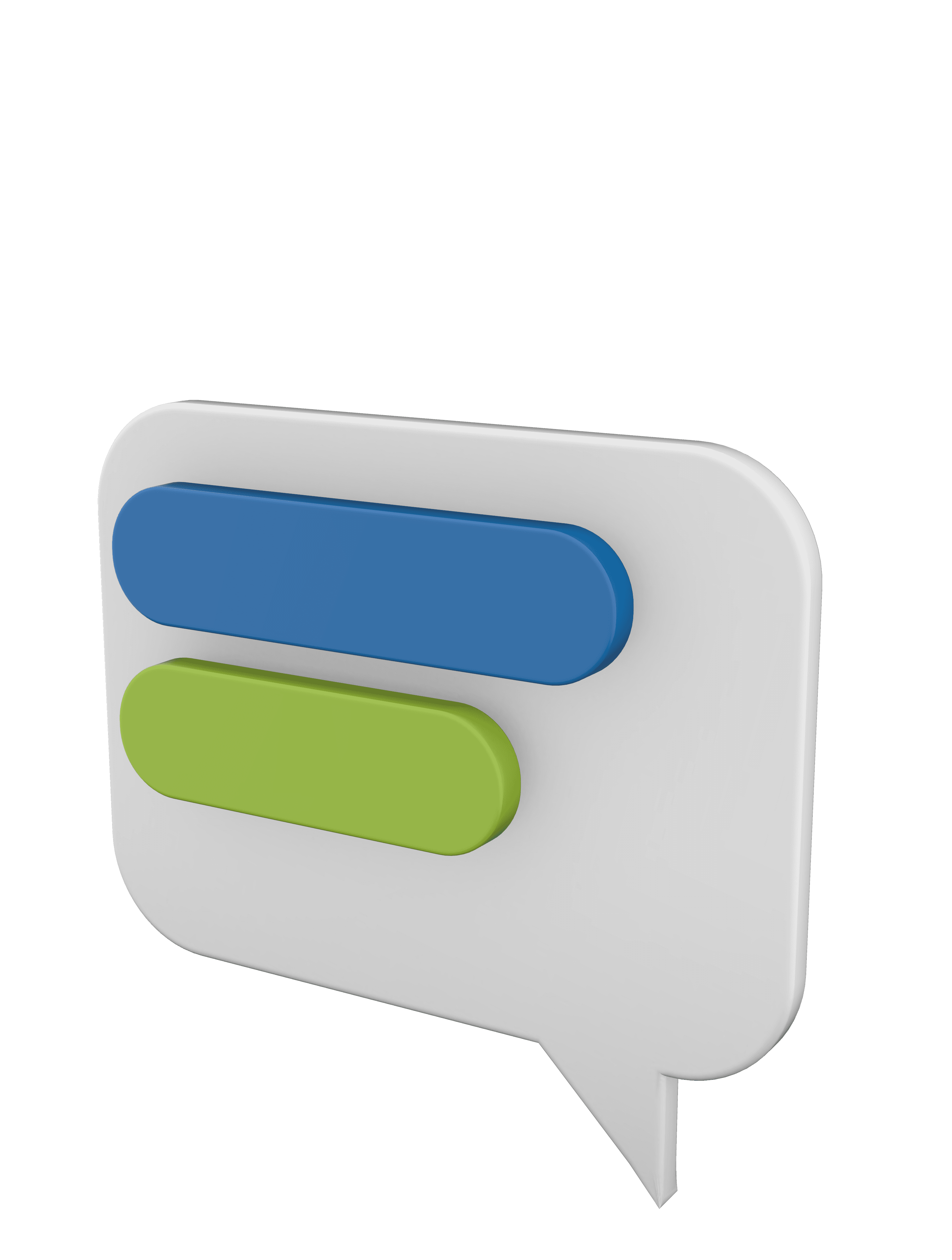 A chat bubble showing green and blue messages.